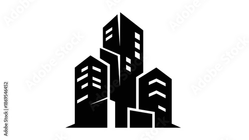 Black Silhouette of City Buildings.