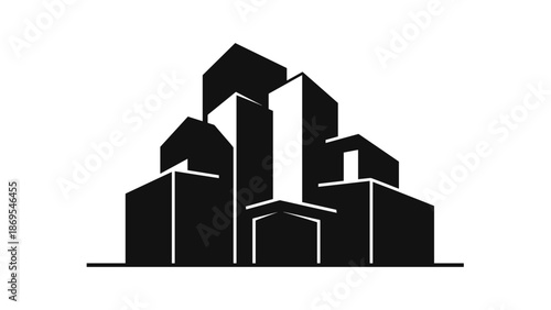 Black Silhouette of City Skyline Buildings 1.