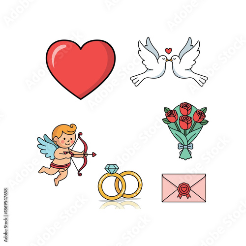 Valentine's Day cherub and doves graphic Page illustration