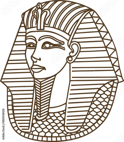 Ancient egyptian pharaoh wearing nemes headdress with cobra symbol, traditional royal portrait