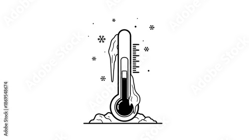 Contrasting Temperature Icons Snowflake and Flame Symbols.