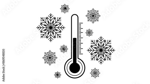 Contrasting Temperature Icons Snowflake and Flame Symbols.