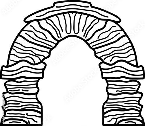 hand drawn stone arch with textured bricks and layered uneven stone blocks