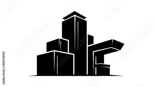 Black Silhouette of Modern City Buildings 3.