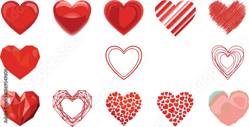 Various Red Heart Shapes and hearts red hearts heart valentine hearts love symbols