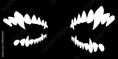 Vampire teeth vector isolated on black background. modern