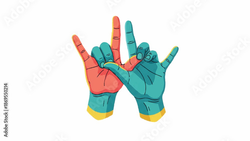 Two hands making the sign of the horns gesture.