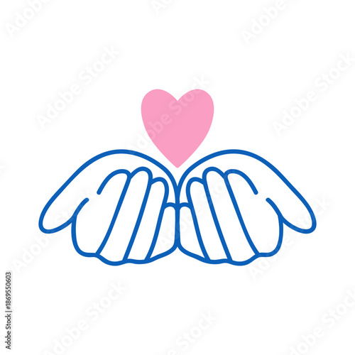 Give to gain symbol icon with open hands and heart vector illustration isolated.