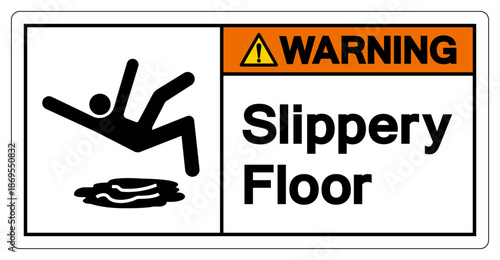 Warning Slippery Floor Symbol Sign,Vector Illustration, Isolate On White Background Label. EPS10