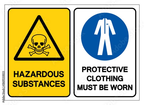 Hazardous Substances Wear Protective Clothing Must Be Worn Symbol Sign, Vector Illustration, Isolate On White Background Label. EPS10