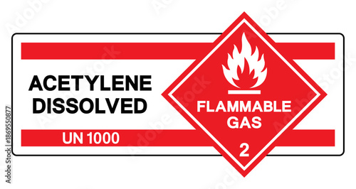 Acetylene Dissolved UN 1000 Symbol Sign, Vector Illustration, Isolate On White Background, Label.EPS10