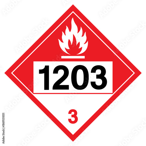 Gasoline NOS UN1203 Symbol Sign, Vector Illustration, Isolate On White Background, Label.EPS10