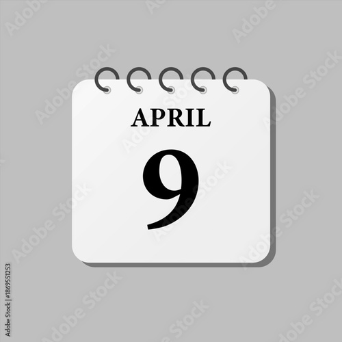 Icon page calendar day - 9 April