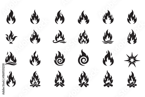 Flames Symbol Set Abstract Element Vector Icons