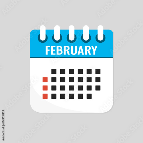 Vector template icon page calendar February month