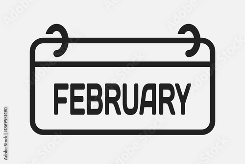 Vector template icon page calendar February month