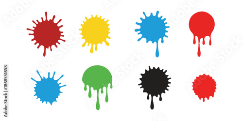 Colorful Paint Splash & Drip Vector Collection | Abstract Ink, Liquid Paint Splatter Backgrounds