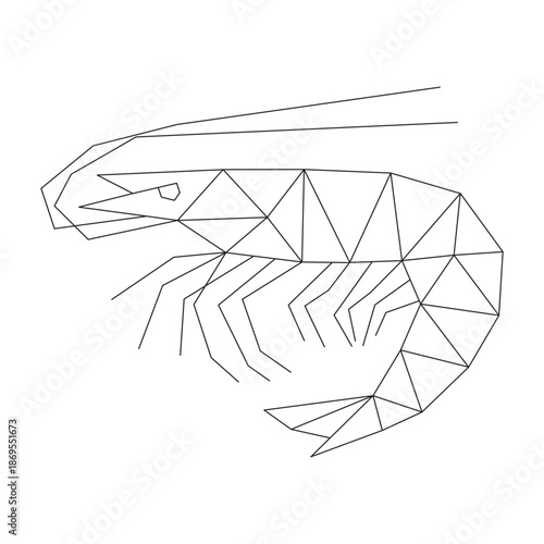 Polygonal line art of shrimp vector