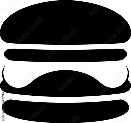 Minimalist Burger Silhouette - Modern Fast Food & Cheeseburger Icon