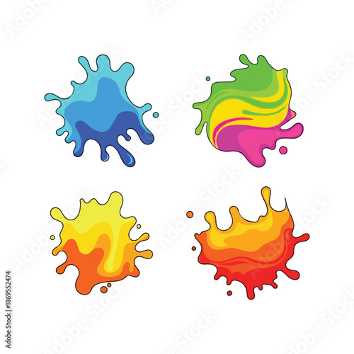 Colorful Paint Splash & Drip Vector Collection | Abstract Ink, Liquid Paint Splatter Backgrounds
