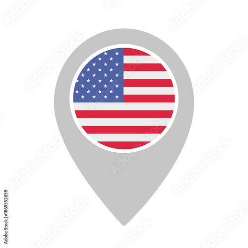 USA Location Pin Icon with National Flag