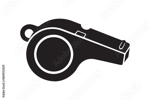 Black silhouette of a typical sports or safety whistle vector illustration