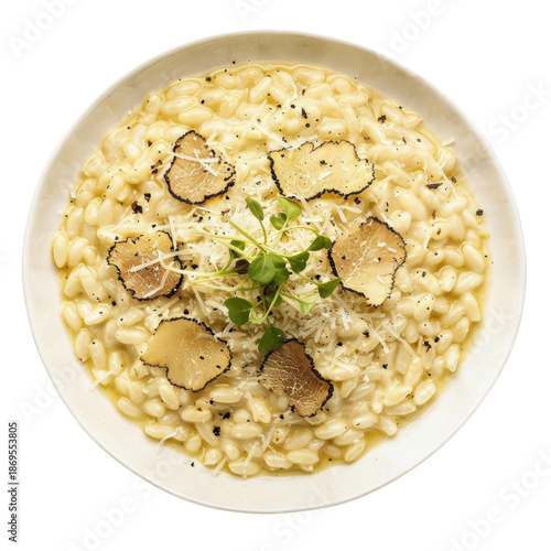 Truffle risotto creamy rice parmesan cheese gourmet dish Italian food black truffle fine dining comfort food creamy truffle