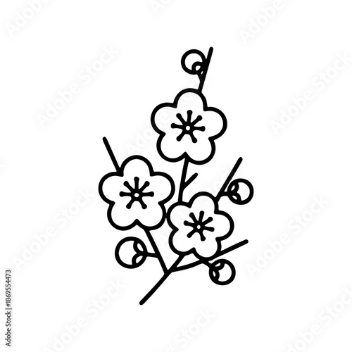 シンプルな梅の線画アイコン