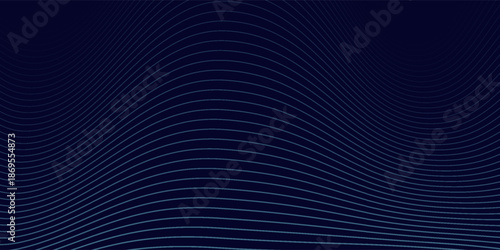 Dark abstract background with glowing wave. Shiny moving lines design element. Modern purple blue gradient flowing wave lines. Futuristic technology concept