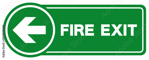 Fire Exit Arrow Left Symbol Sign, Vector Illustration, Isolate On White Background Label. EPS10