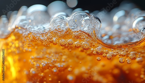 Ultra-Realistic 3D Macro of Sparkling Bubbles in a Carbonated Drink