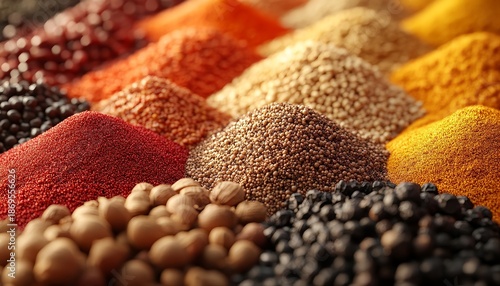 Ultra-Realistic 3D Macro of Colorful Spices with Granular Texture