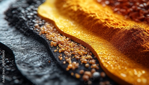 Ultra-Realistic 3D Macro of Colorful Spices with Granular Texture