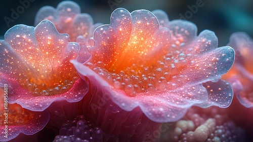 Macro Surrealism: Vegan Dish Metamorphosis into a Bioluminescent Coral Reef 