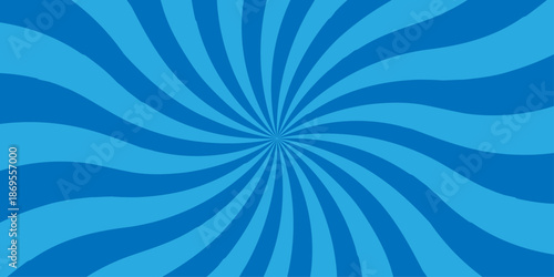 Vector blue sun rays sunburst texture background. Modern seamless retro vintage burst sunrise sunbeam element spiral striped illustration sunray template wallpaper design.