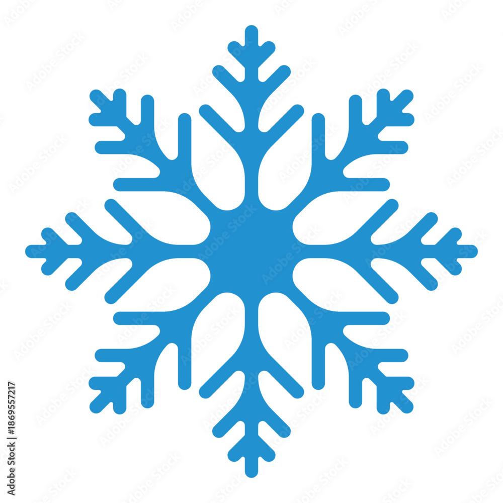 Obraz premium Blue Snowflake Vector Illustration with Symmetrical Winter Design