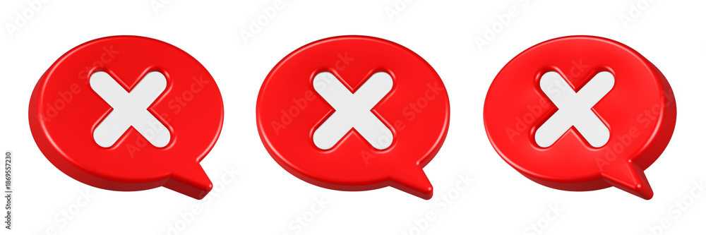 Fototapeta premium cross icon 3d render red bubble chat