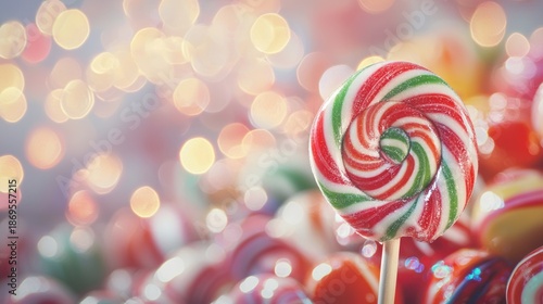 Colorful candy lollipop swirl dessert