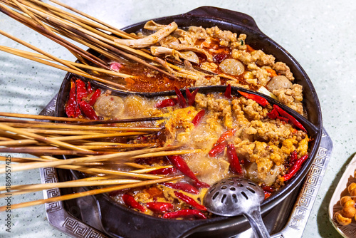 Hot pot skewers, a Sichuan delicacy from China