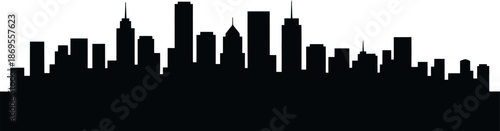 Minimal City Skyline Silhouette With Simple Block Style Buildings Black Flat Illustration