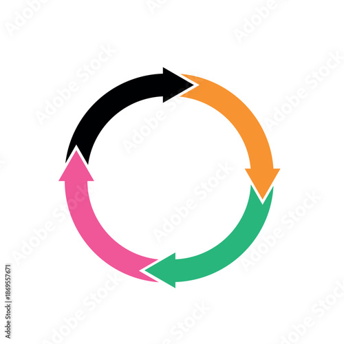 Circle arrow. Round reload sign, repeat icon, rotate arrow symbol, Vector illustration