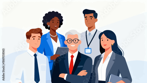 diverse business team in office attire