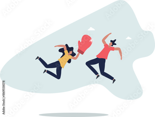 Success businesswoman winning business competition, woman leadership or challenge to overcome or defeat enemy concept.life and employment of people.