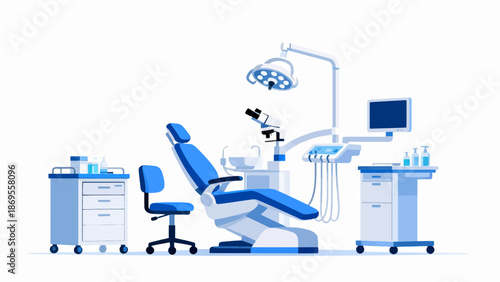 Dental clinic setup with chair and equipment