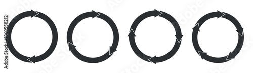 Set of circle arrows. Vector elements. Black loading symbol.