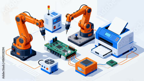 Robotic arms and electronic components