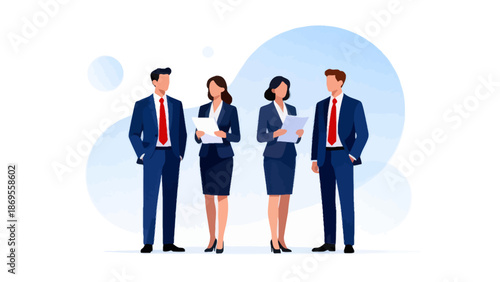 Business people in suits with documents