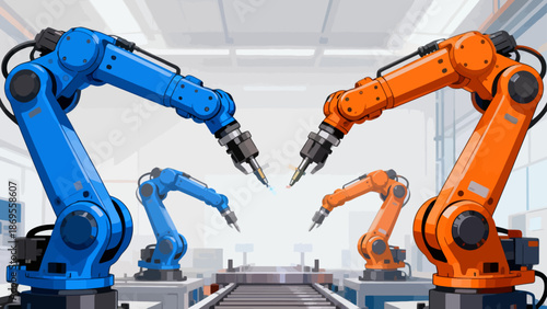 Robotic arms in manufacturing setting