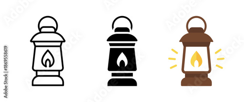 Camping lantern icon. Portable lantern symbol for night illumination, tourism and survival equipment.