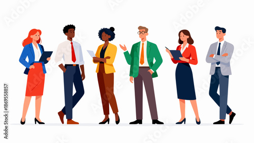 diverse business professionals in office attire